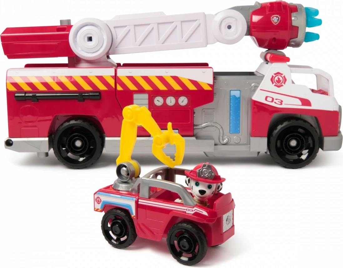 Set lodër kamion zjarrfikës Deluxe, Spin Master Paw Patrol, 6072600, me drita e tinguj, hedhës uji dhe figurë Marshall, shumëngjyrësh