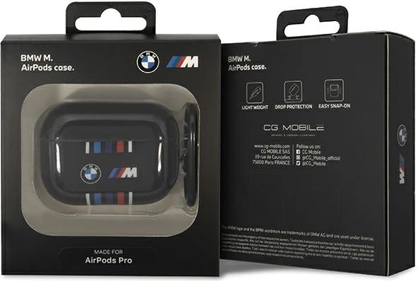 Mbështjellës BMW Multiple Colored Lines për AirPods Pro, me karabinë, i zi