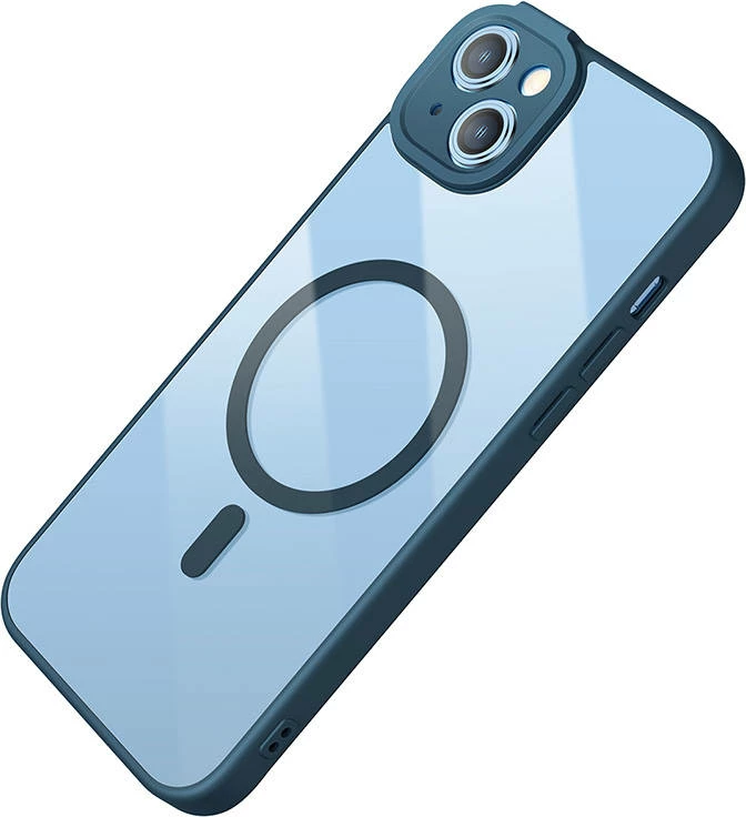 Mbështjellës magnetik Baseus Frame Series me xham të temperuar për iPhone 14 Plus, Blu, set