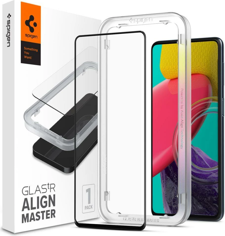 Xham i temperuar Spigen Glass FC AlignMaster për Samsung Galaxy M53 5G, i zi