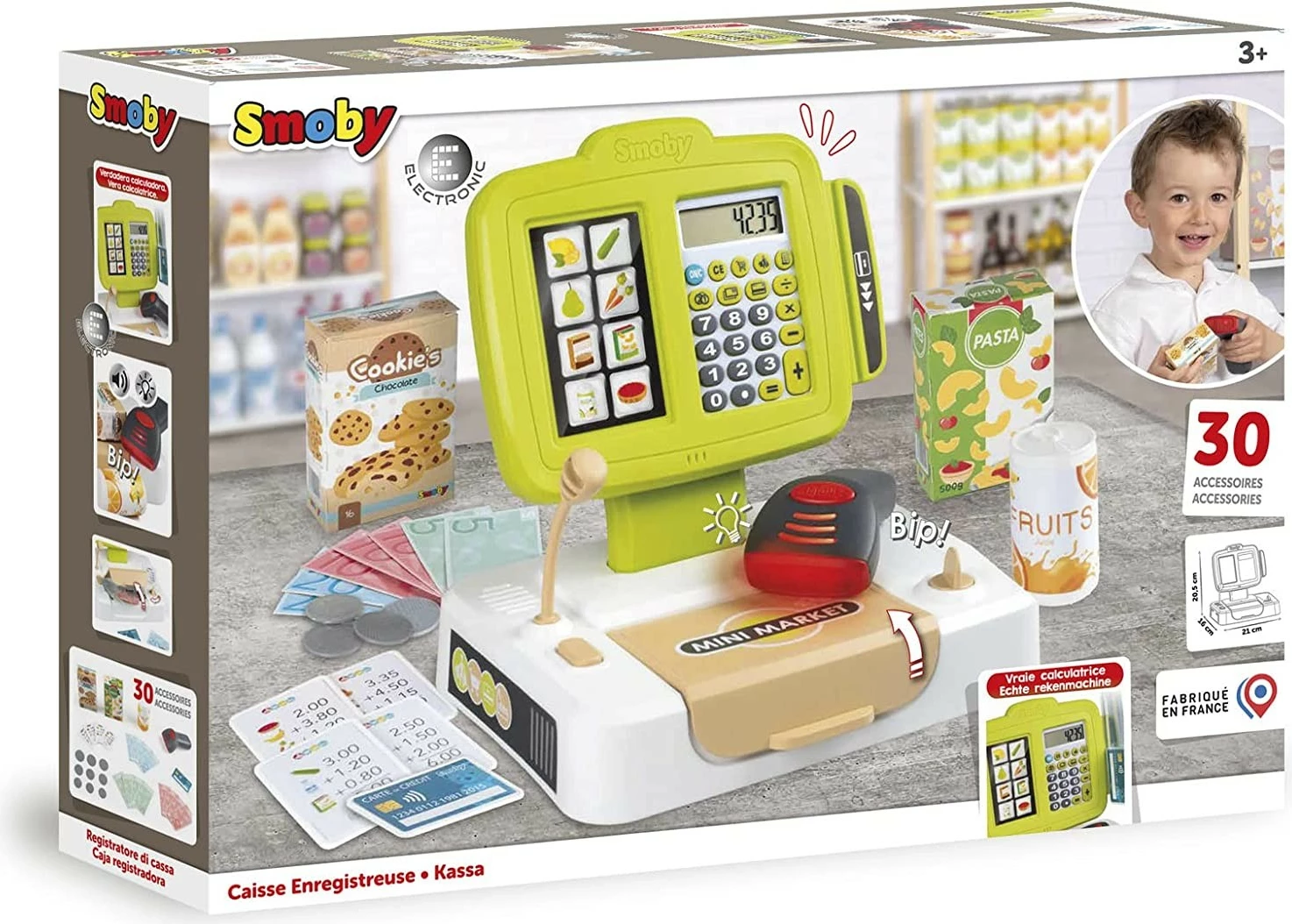 Arkë elektronike lodër Smoby Mini Market me skaner dhe 30 aksesorë, shumëngjyrëshe