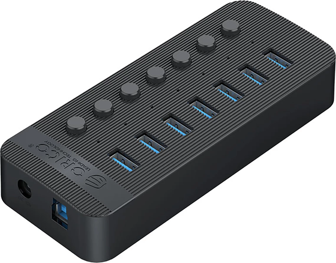 Kasë Orico CT2U3-7AB, 7x USB-A 3.0 me çelësa, e zezë