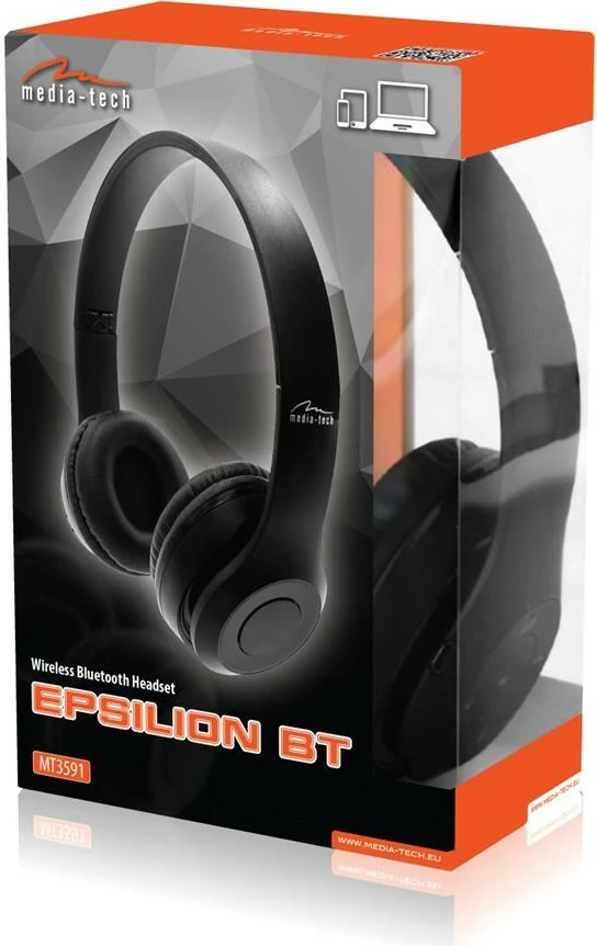Kufje wireless Media-Tech EPSILION BT MT3591, me mikrofon, microSD, FM radio, Bluetooth, të zeza