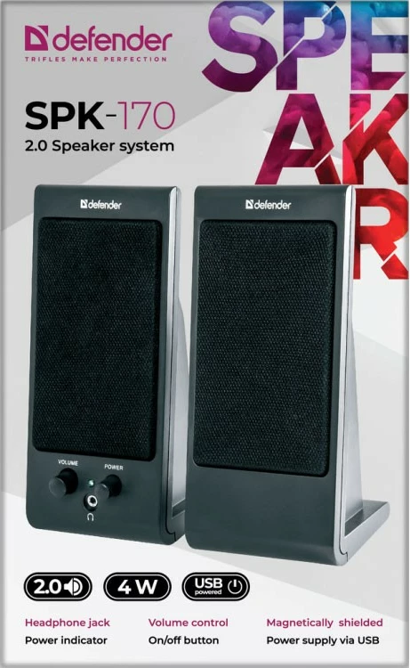 Altoparlantë kompjuteri Defender SPK-170 2.0, me kabllo, të zi