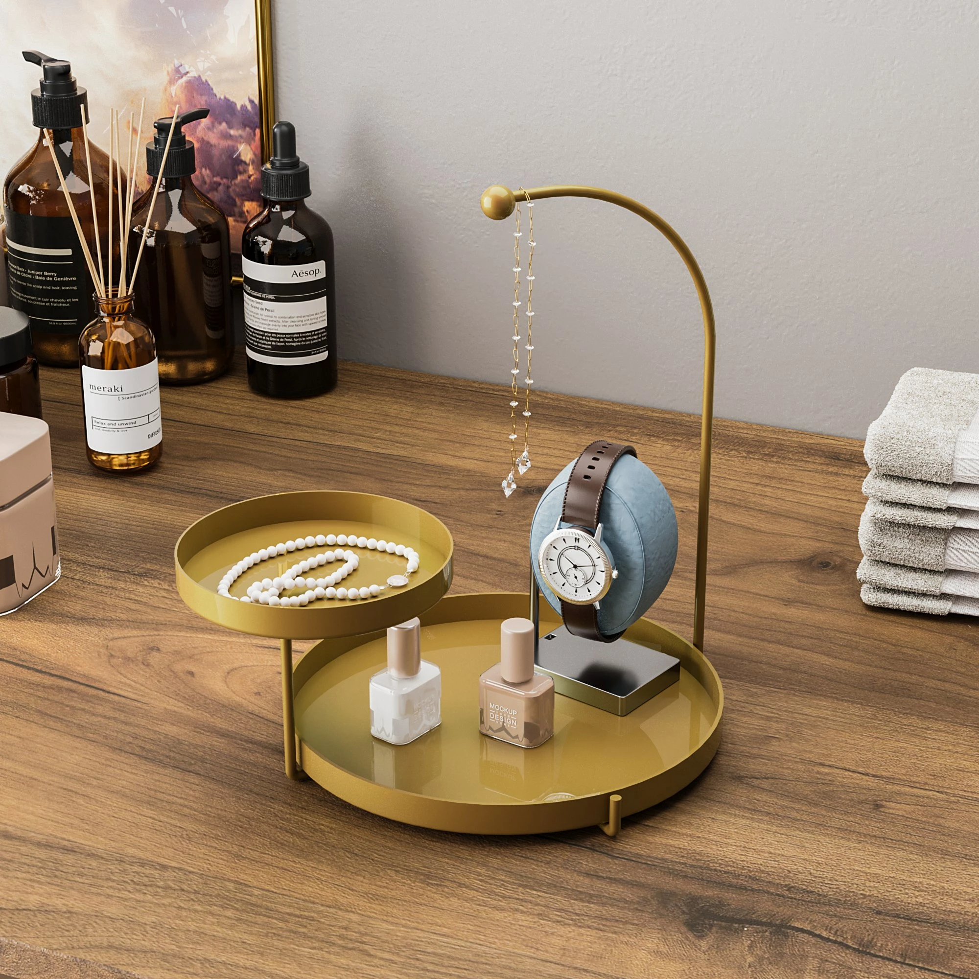 Aksesor dekorativ metalik Aberto Design Knidos-B, ngjyrë ari