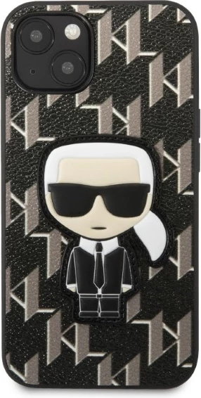 Mbështjellës Karl Lagerfeld KLHCP13SPMNIKBK për iPhone 13 mini, hardcase, Monogram Ikonik Patch, e zezë
