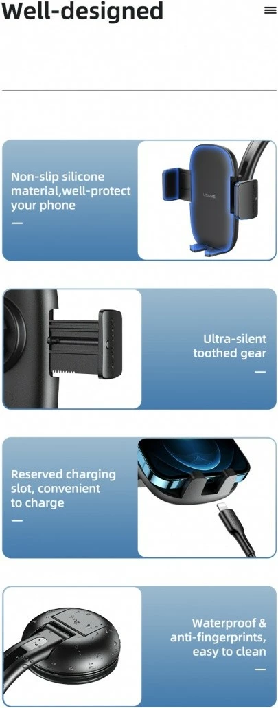 Mbajtës telefoni për veturë USAMS US-ZJ063, i zi