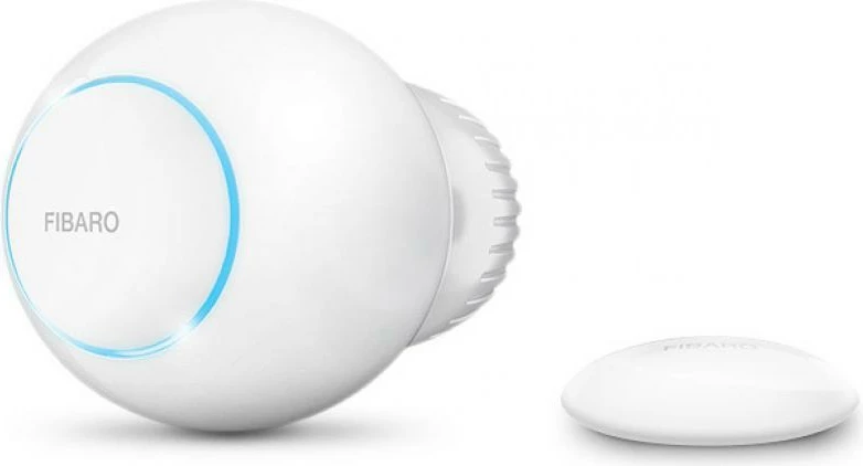 Kontrollues ngrohjeje smart FIBARO Heat Controller SP, paketë, e bardhë dhe e kuqe