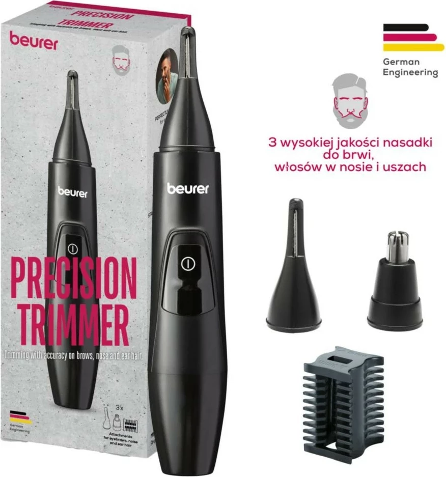 Trimmer personal Beurer MN2X, për vetulla, hundë dhe veshë, i zi