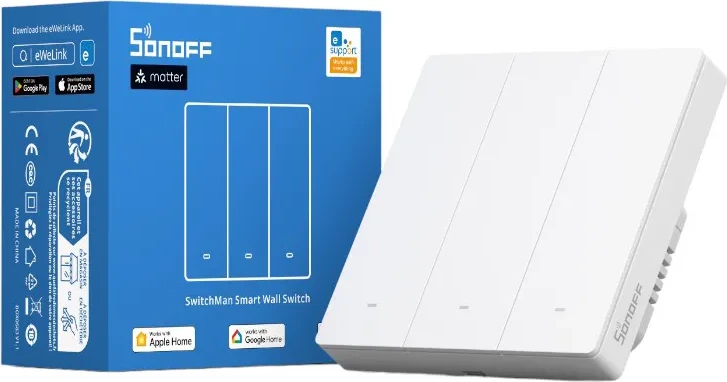 Switch i mençur Sonoff M5-3C-86W, 3 kanale, i bardhë