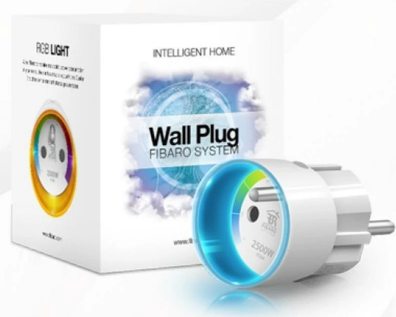 Prizë murale smart FIBARO FGWPE-102 Wall Plug E 2500W, unazë RGB, e bardhë