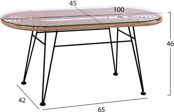 Set 4 pjesë Tavolinë me stol & 2 karrige me krahë Allegra Wicker Beige FH10600