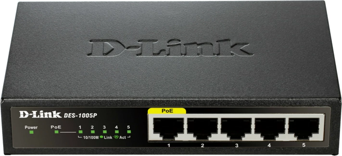 Switch D-Link DES-1005P, 5 porta, Fast Ethernet, PoE
