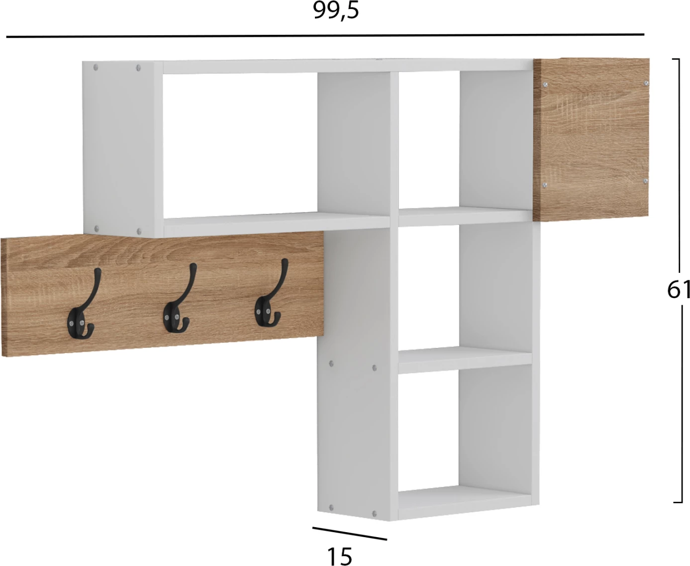 Varëse hyrëse me rafte HARLAN FH8973.12 melaminë në ngjyrë Sonama-Bardhë 99,5x15x61Hcm