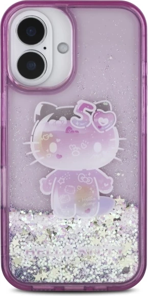 Mbështjellës Hello Kitty Liquid Glitter 50TH Anniversary Party për iPhone 16, Violet
