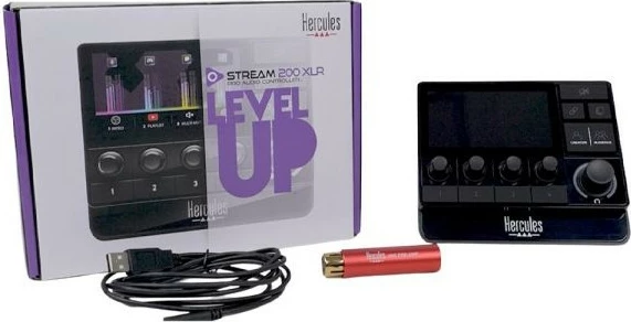 Kontrollues audio Hercules Stream 200 XLR, butona të programueshëm, USB Type-C, i zi