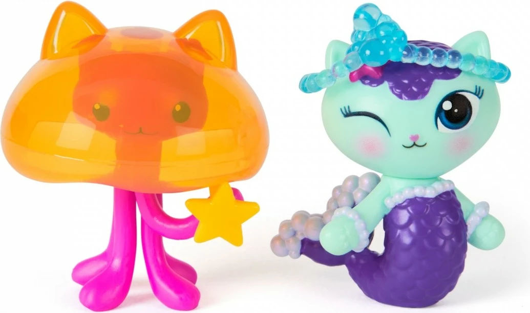 Set figurina, Spin Master Gabby's Dollhouse 6074329 MerCat & Kitty Jellyfish 2 copë 5 cm plastikë, set dyfishtë