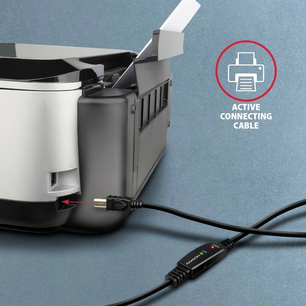 Kabllo aktive AXAGON ADR-210B, USB 2.0 A-M në B-M, 10m, e zezë
