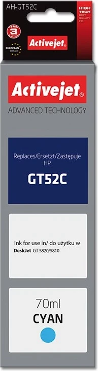 Ngjyrë zëvëndësuese Activejet AH-GT52C për printer HP, e kaltër
