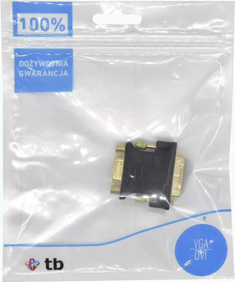 Adapter DVI M në VGA F TB, 24+5/15 pin, i veshur me ar, i zi
