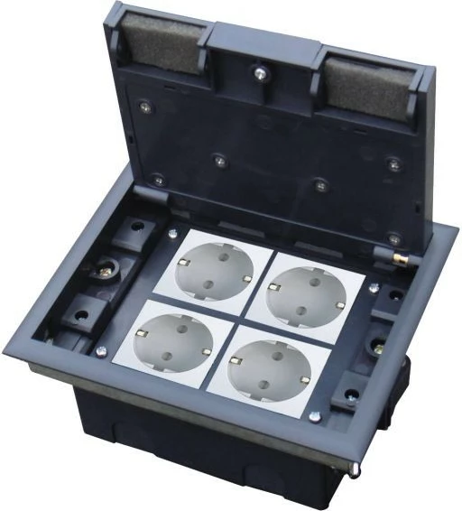 Kutia për dysheme ALANTEC PP004, 4 module 45x45 mm, thellësi e rregullueshme, grafit/gri