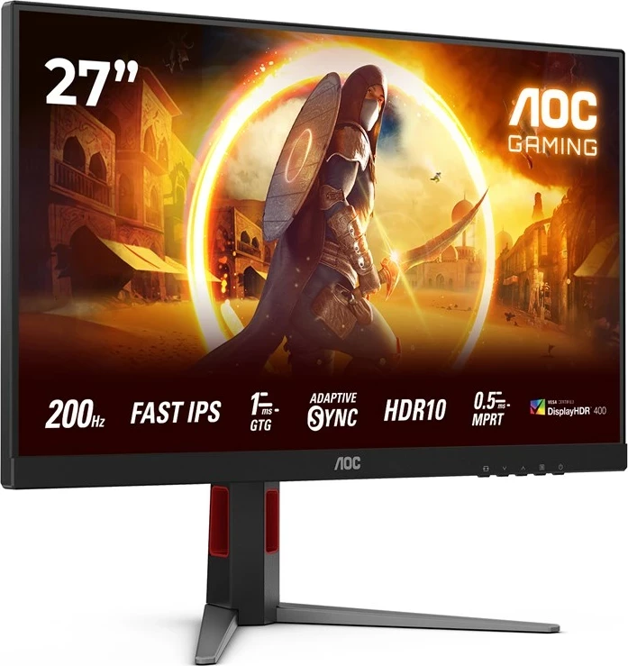 Monitor gaming AOC 27G4HA, 27", Full HD, 200Hz, LED, i zi me të kuqe