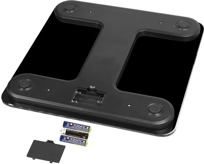 Peshore banjoje elektronike, Lafe WLS003.0, analizë trupi (yndyrë/ujë/kockë/muskuj/kalori), kapacitet 150 kg, saktësi 100 g, memorje 10 përdorues, ekran LCD me ndriçim blu, njësi kg/lb/st, 30x30 cm, e zezë