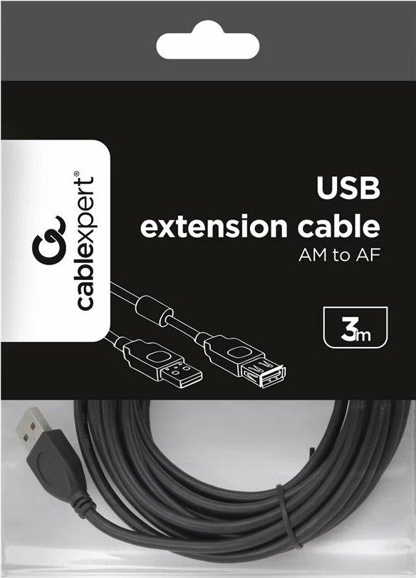 Kabllo zgjatuese USB 2.0 Gembird CCF-USB2-AMAF-10, 3m, e zezë