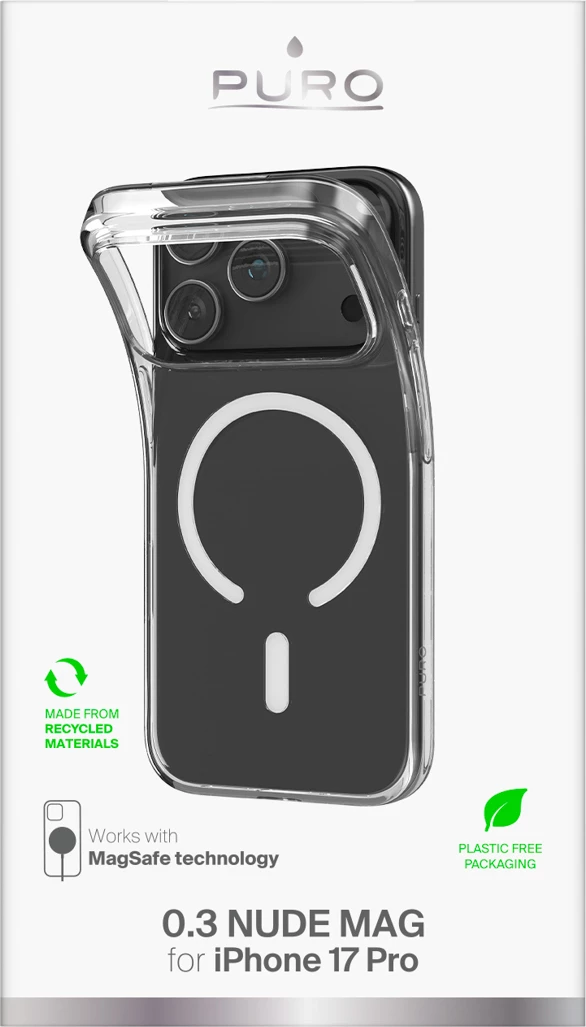 Mbështjellës Puro 0.3 MAG Ultra-Slim TPU për iPhone 17 Pro Max, Transparent