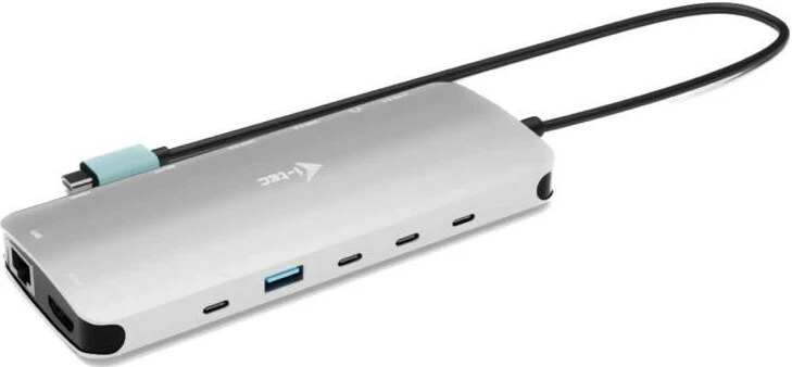 Stacion dokues i-tec USB-C Metal Nano, 3x Display, 2x HDMI, 1x USB-C video, LAN, Audio, Kartë lexues, Power Delivery 140W, ngjyrë gri