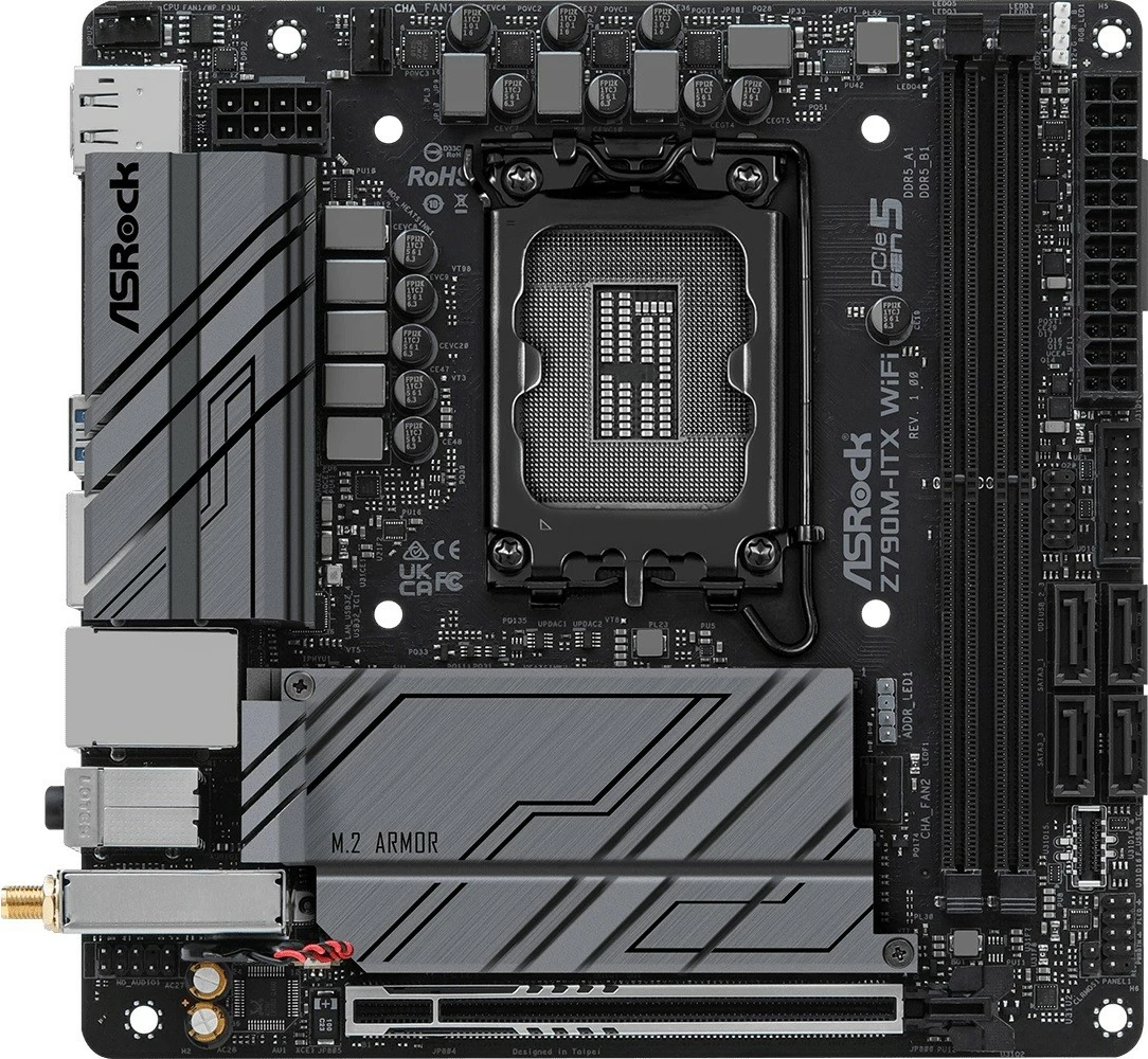 Pllakë amë ASRock Z790M-ITX WIFI, LGA1700, DDR5, mini ITX, e zezë