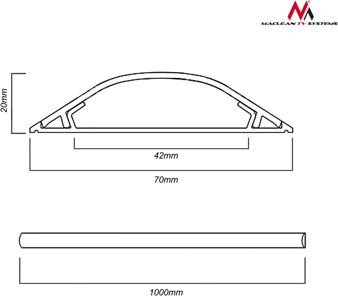 Organizues kabllosh Maclean MCTV-674, shirit mbulues për dysheme, Gri