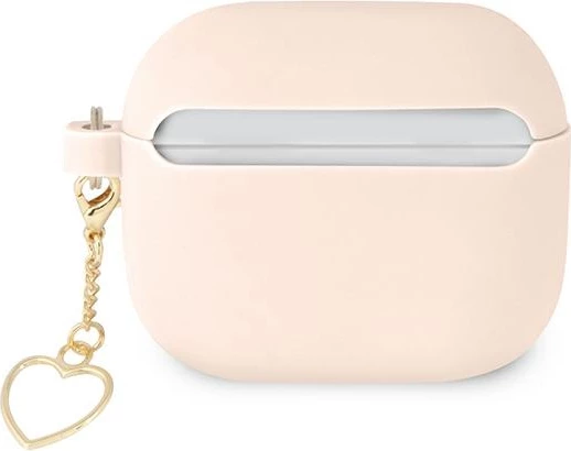 Mbështjellës Guess për AirPods 3, Charm Heart Collection, silikon, rozë