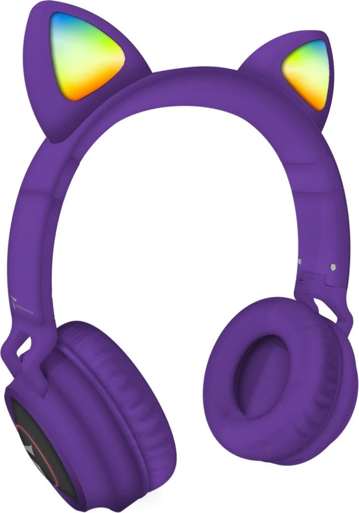 Kufje Techmade Funny Led BT + Mikrofon, Purple