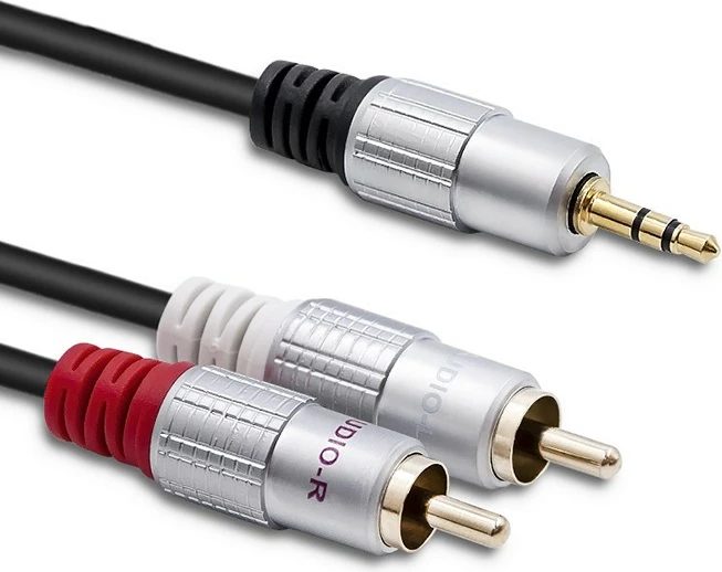Kabllo audio Qoltec 2xRCA në mini jack 3.5mm, 3m, e zezë