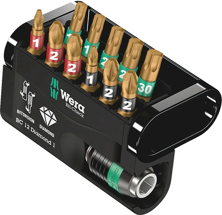 Set bitash Wera Bit-Check 12 Diamond 1, 12 copa, kasë plastike