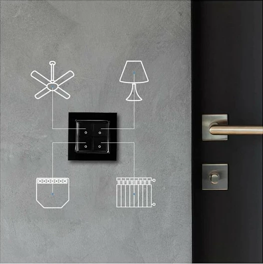 Switch Shelly 4 butona, plastikë, e zezë