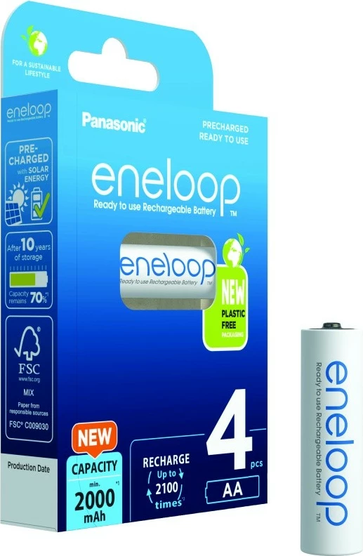 Bateri të rikarikueshme Panasonic Eneloop AA 2000 mAh, 4 copë