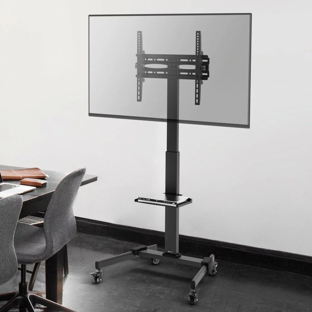 Kasë mobile për TV Techly 365252, 32-55 inç, me rafte AV, e zezë