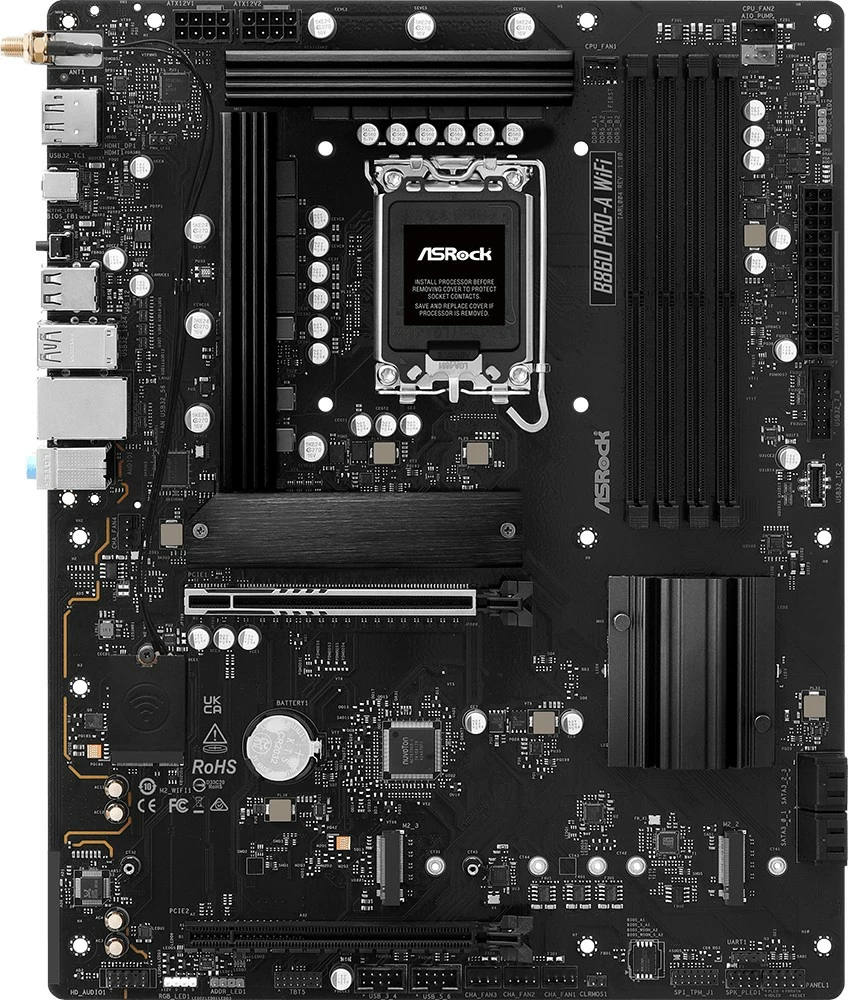 Pllakë amë ASRock B860 PRO-A WIFI, ATX, LGA1851, DDR5, WiFi 6E, e zezë