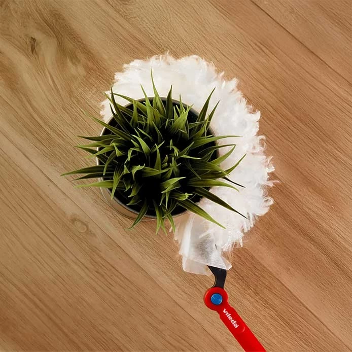 Set lopatë pluhuri me dorezë të gjatë Vileda Flex&Catch, 1 refill, Kuqe