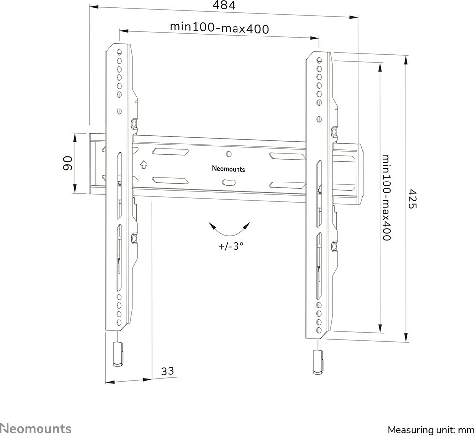 Mbajtës muri për TV Newstar WL30S-850BL14, fiks, 32-75 inç, çelik, i zi