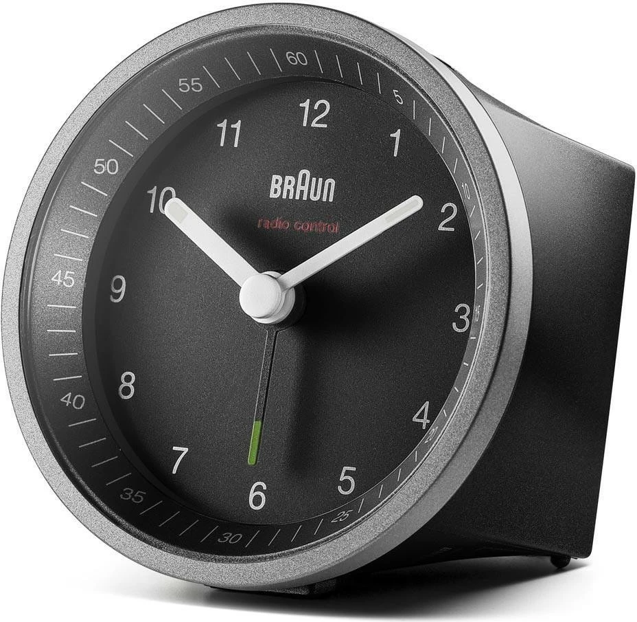 Alarm Braun BC07SB-DCF, analog, radio kontroll, zi e argjendtë