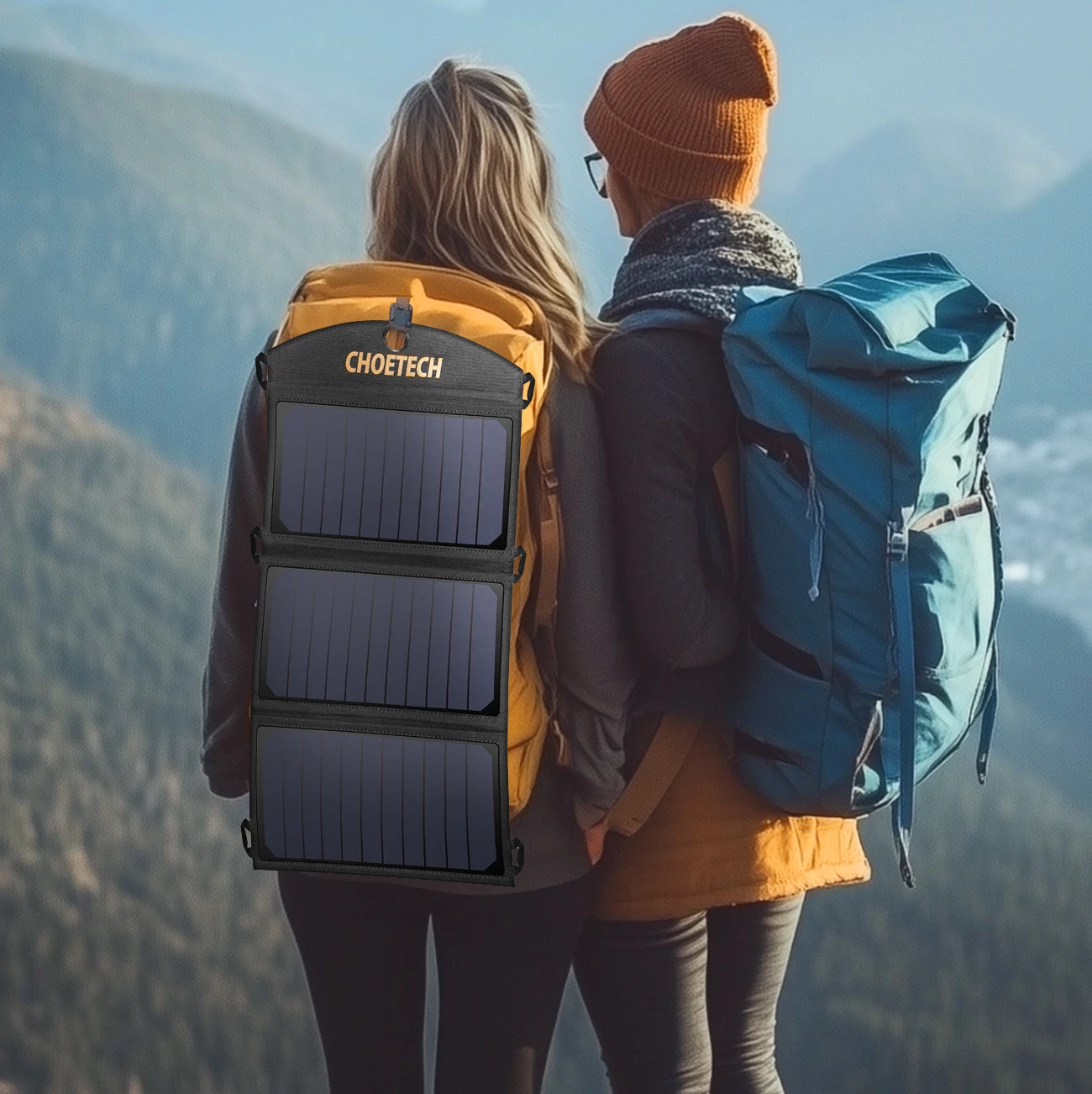 Karikues diellor i palosshëm Choetech SC001, 19W, 2x USB-A, i zi