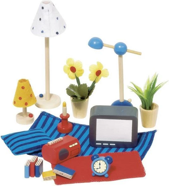 Aksesorë druri Goki për dhomë ndeje, set 17 pjesë