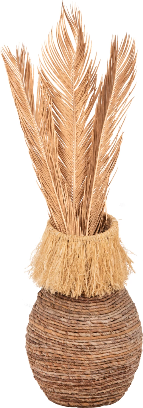 Set dekorativ me 3 gjethe të thara palme, ngjyrë ari, FH7958, 110H cm