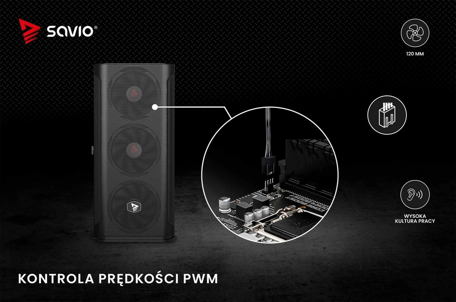 Ventilator kase Savio BLADE X1, 120mm, 4-pin PWM, i zi