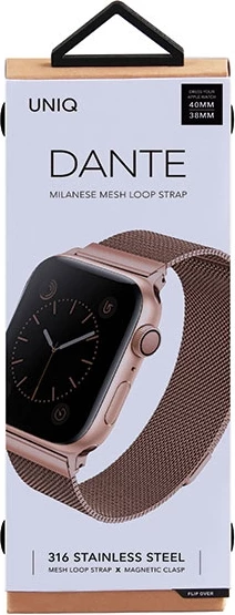 Rrip çeliku për Apple Watch UNIQ Dante, 38/40/41mm, rozë e artë