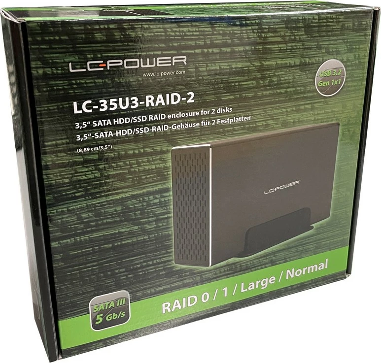 Kasë e jashtme LC-Power LC-35U3-RAID-2, për 2x 3.5" HDD, USB 3.2, e zezë