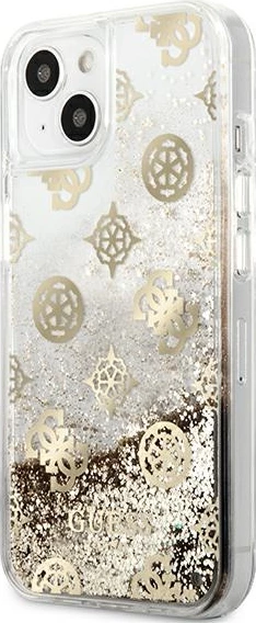 Mbështjellës Guess Peony Liquid Glitter për iPhone 13 mini 5.4", ari